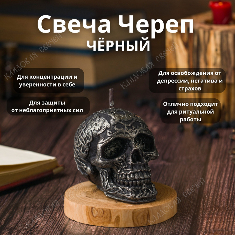 Свеча Череп черный Свеча Череп черный