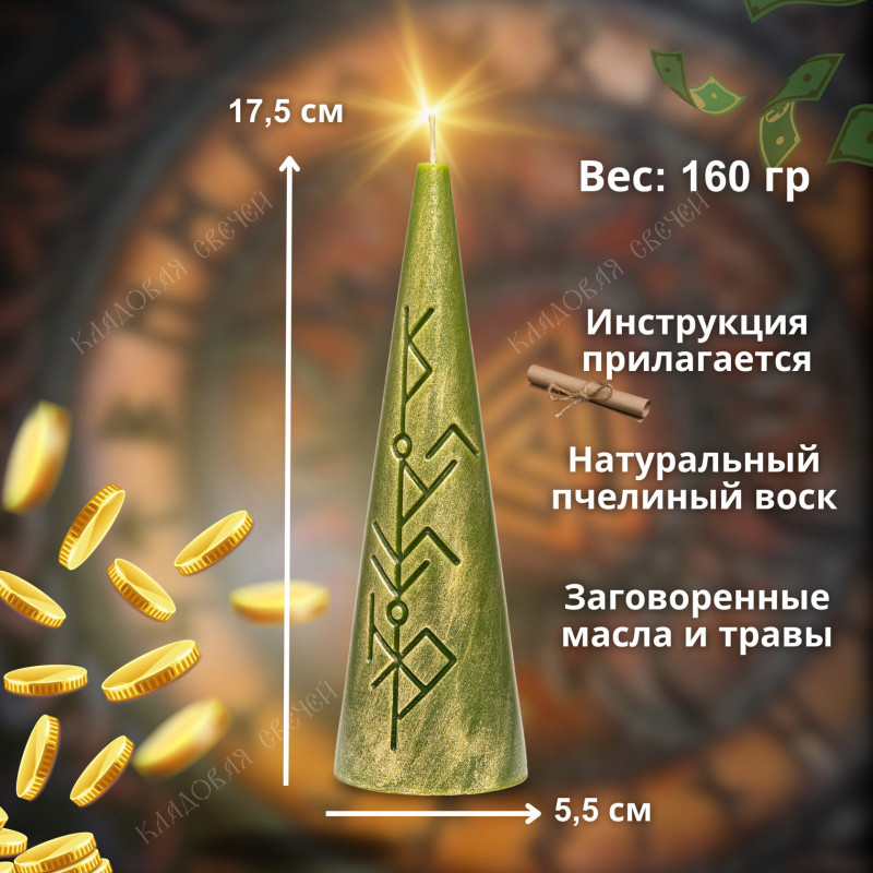 Свеча руническая "Денежный Ёрш" Свеча руническая "Денежный Ёрш"